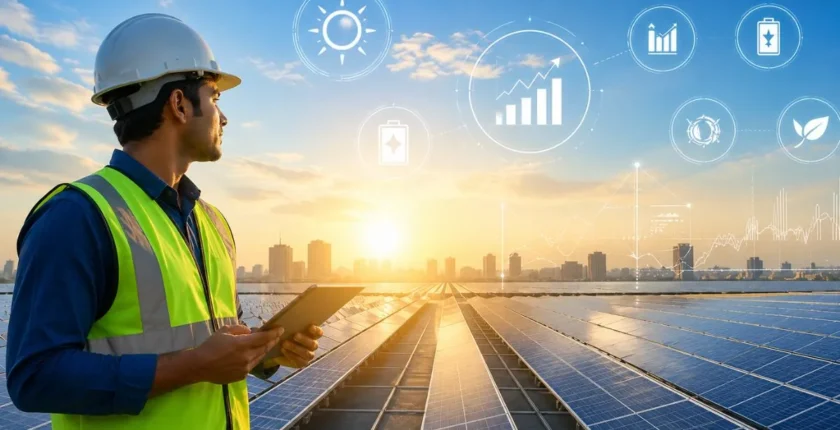 solar career courses after engineering — IISE students at solar plant